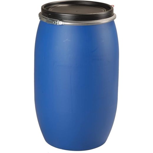Fût Plastique PEHD 120L Ouverture Totale Bleu Homologué