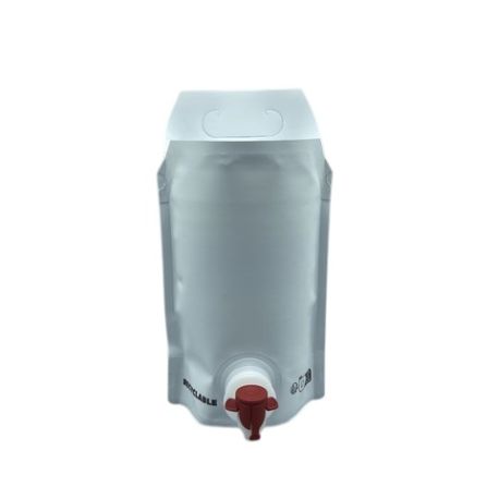 Pouch 1.5L Blanc Double Souffet PE EVOH Robinet Liquibox Sécure TE