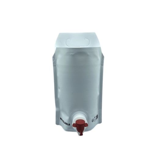 Pouch 1.5L Blanc Double Souffet PE EVOH Robinet Liquibox Sécure TE